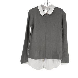 Seraphine Sweater Nursing Maternity Size S Gray Layered Collared Preppy Marianne